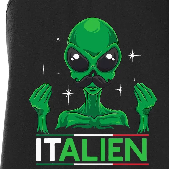 Funny Italian Alien Pun Italy Hand Gesture Women's Racerback Tank