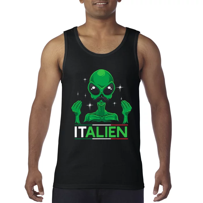 Funny Italian Alien Pun Italy Hand Gesture Tank Top