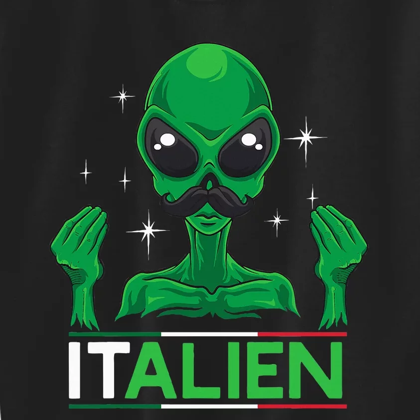 Funny Italian Alien Pun Italy Hand Gesture Kids Sweatshirt