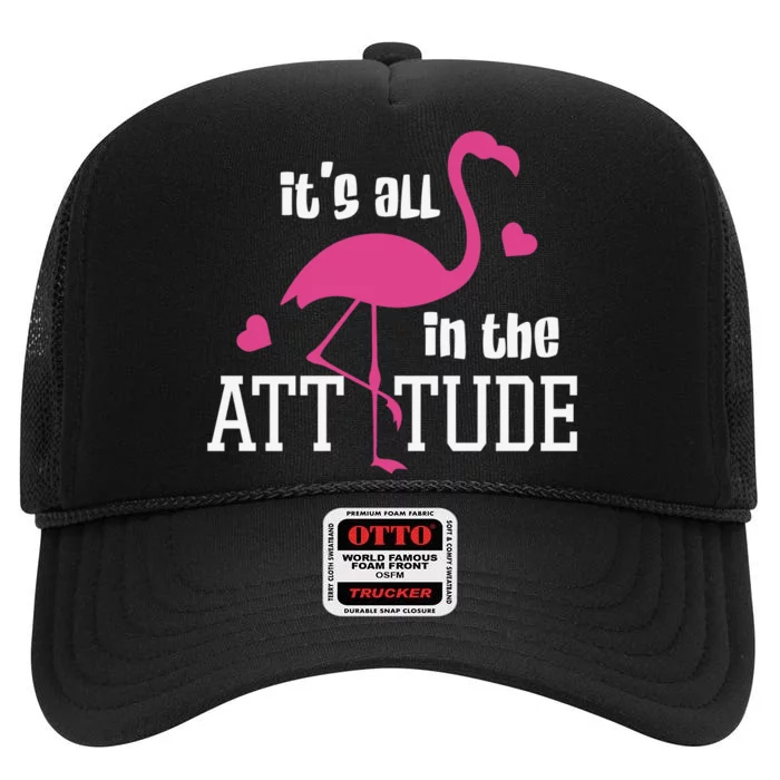 Flamingo It's All In The Attitude High Crown Mesh Trucker Hat