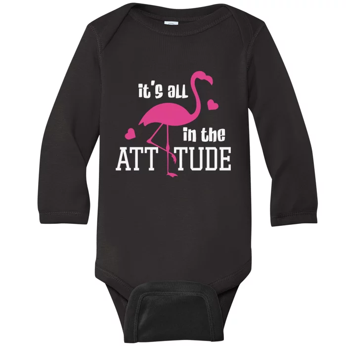 Flamingo It's All In The Attitude Baby Long Sleeve Bodysuit