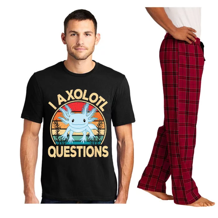 Funny I Axolotl Questions Cute Kawaii Blue Axolotl Retro Pajama Set