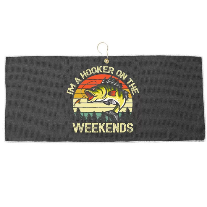 Fishing Im A Hooker On The Weekends Bass Fish Large Microfiber Waffle Golf Towel