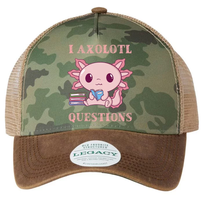 Funny I Axolotl Questions Cute Axolotl Kids Girl Legacy Tie Dye Trucker Hat