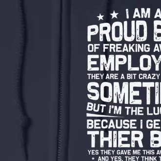 Funny I Am A Proud Boss Of Freaking Awesome Employees Boss Full Zip Hoodie