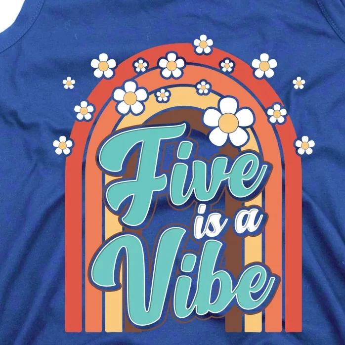 Five Is A Vibe Groovy 5Th Birthday Theme 70S Boho Rainbow Gift Tank Top