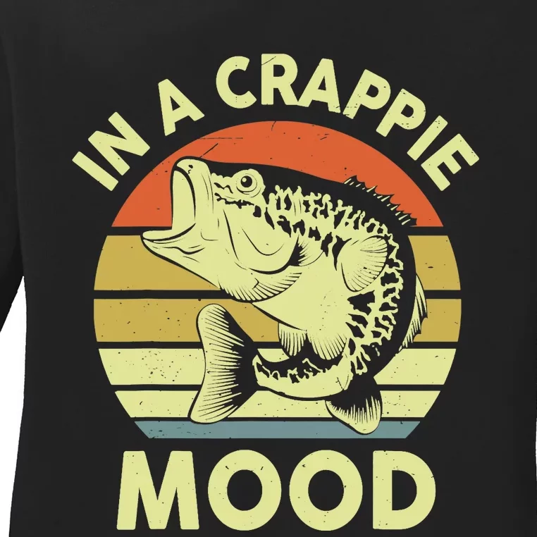 Fishing-Shirt In A Crappie Mood Fisherman Funny Bass Dad Ladies Long Sleeve Shirt