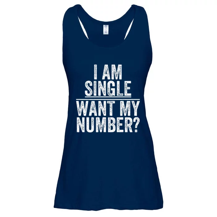 Funny I Am Single Want My Number Ladies Essential Flowy Tank