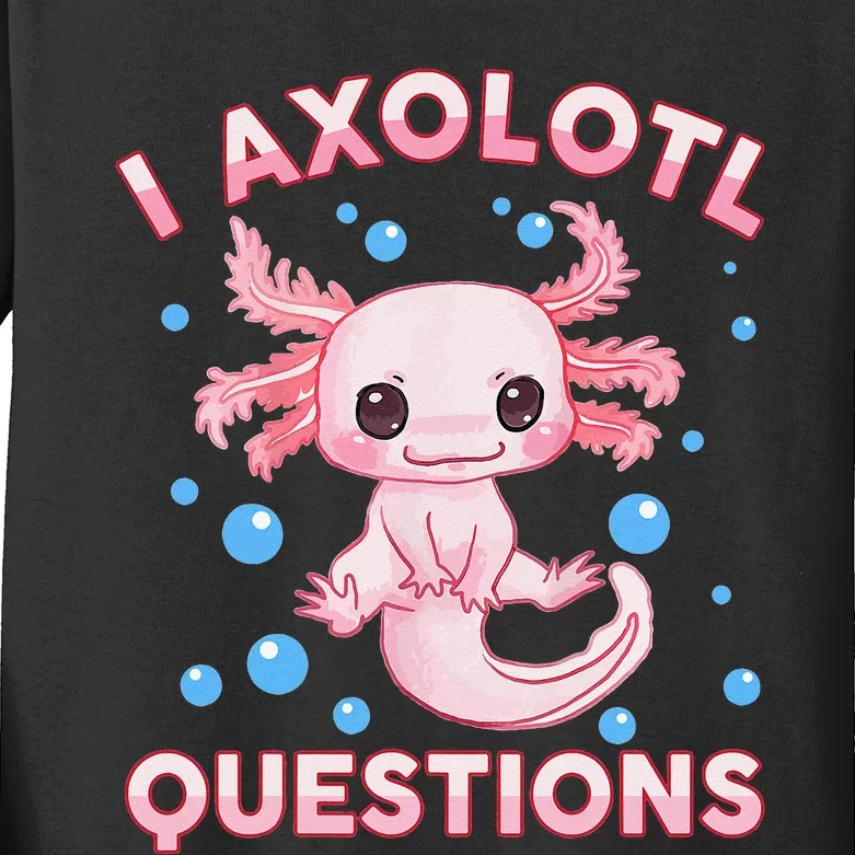 Funny I Axolotl Questions Kids Long Sleeve Shirt