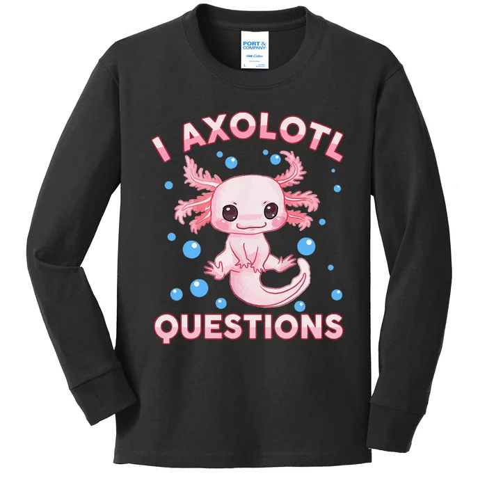 Funny I Axolotl Questions Kids Long Sleeve Shirt