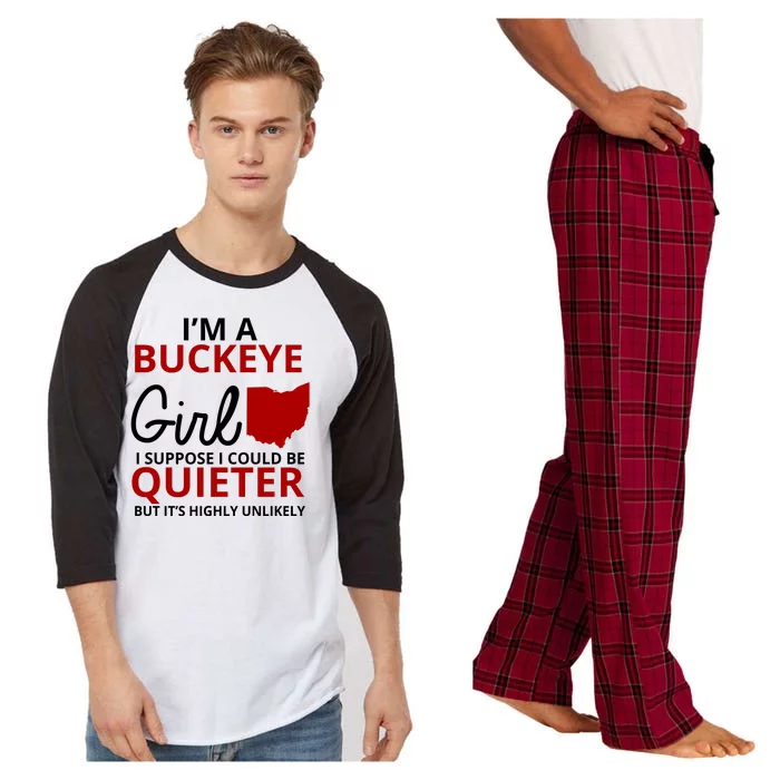 Funny I'm A Buckeye Girl Football Fan Raglan Sleeve Pajama Set