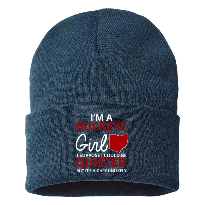 Funny I'm A Buckeye Girl Football Fan Sustainable Knit Beanie