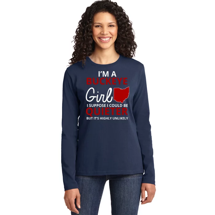 Funny I'm A Buckeye Girl Football Fan Ladies Long Sleeve Shirt