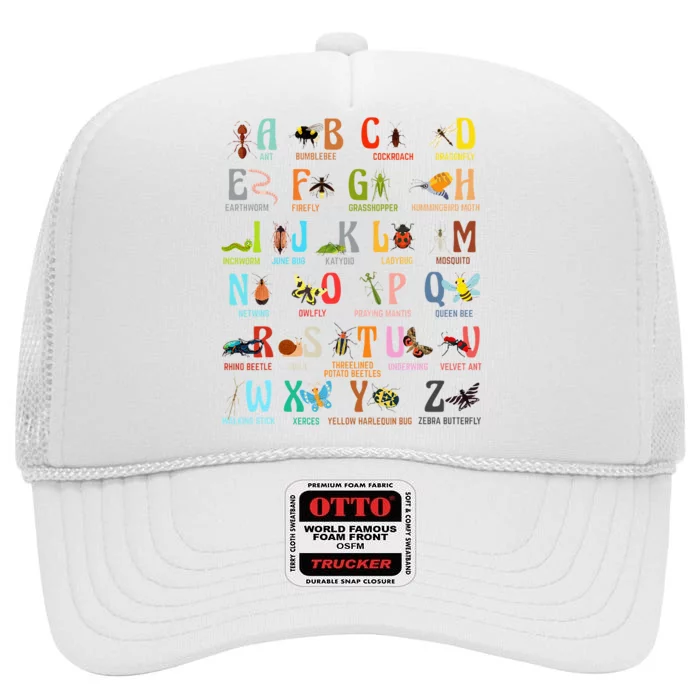 Funny Insect Animals Alphabet Kindergarten High Crown Mesh Trucker Hat