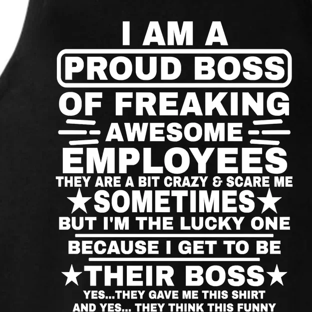 Funny I Am A Proud Boss Of Freaking Awesome Employees Boss Ladies Tri-Blend Wicking Tank