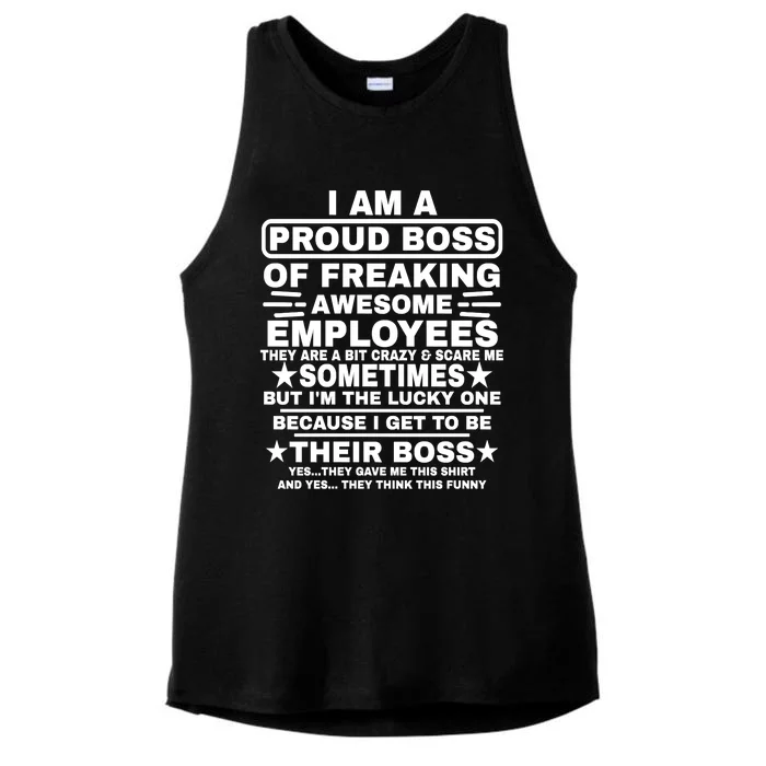 Funny I Am A Proud Boss Of Freaking Awesome Employees Boss Ladies Tri-Blend Wicking Tank