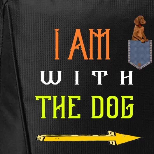 Funny I Am With The Dog Dog In Pocket Gift City Backpack