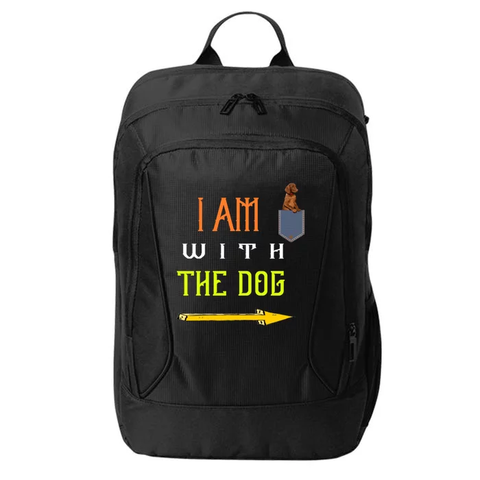 Funny I Am With The Dog Dog In Pocket Gift City Backpack