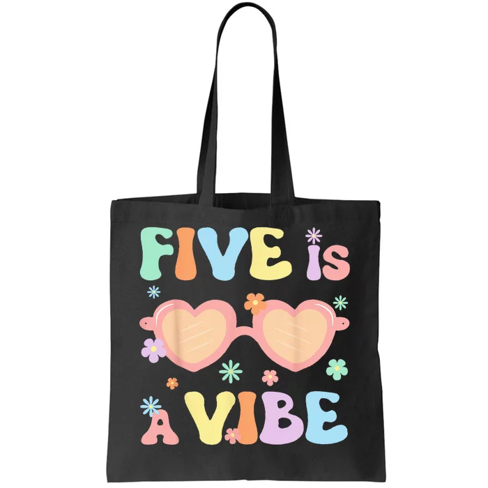 Five Is A Vibe 5 Year Old 5th Birthday Groovy Tote Bag