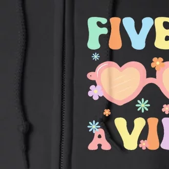 Five Is A Vibe 5 Year Old 5th Birthday Groovy Full Zip Hoodie