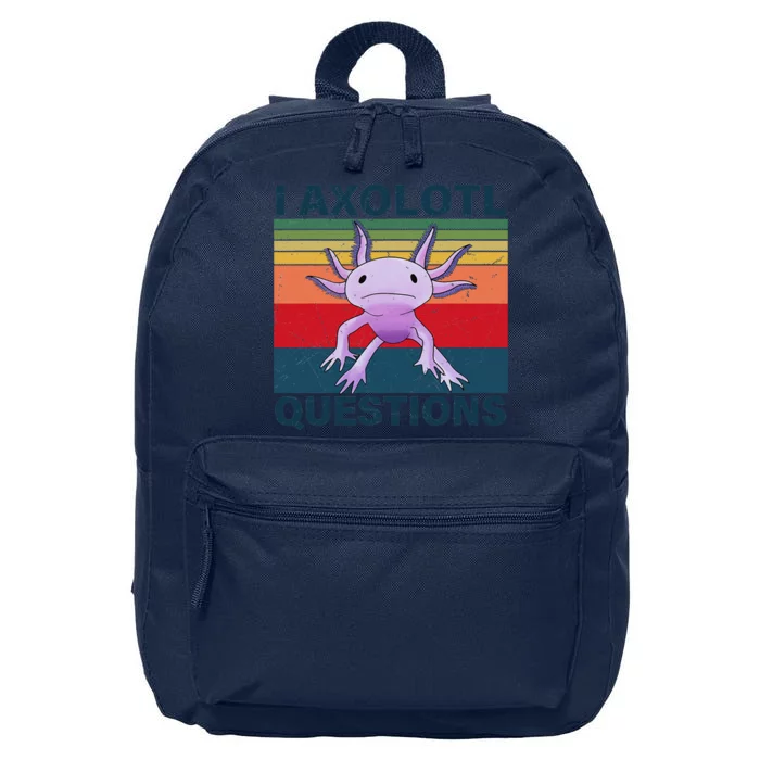 Funny I Axolotl Question Retro Vintage Axolotl Lovers 16 in Basic Backpack