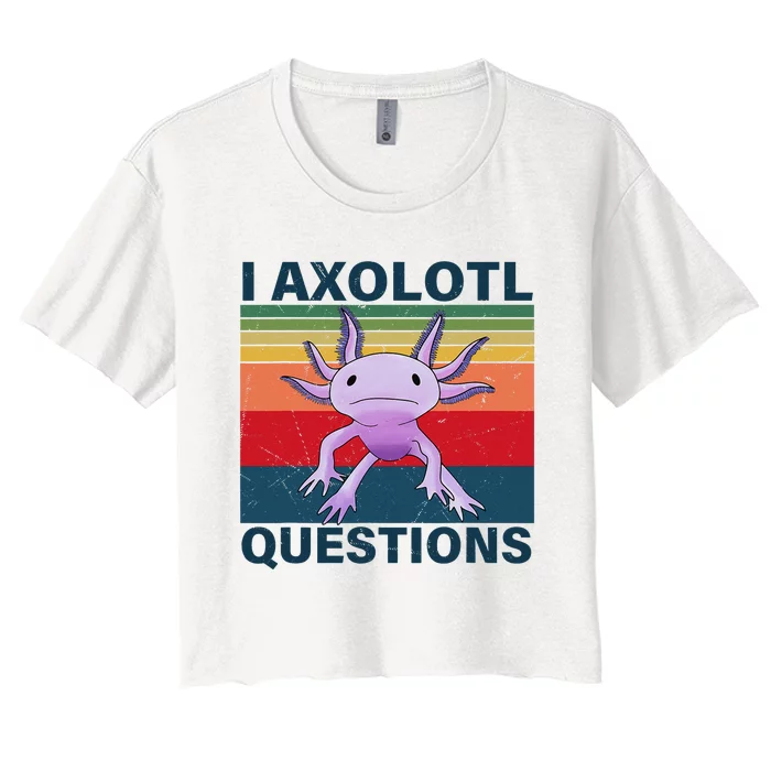 Funny I Axolotl Question Retro Vintage Axolotl Lovers Women's Crop Top Tee