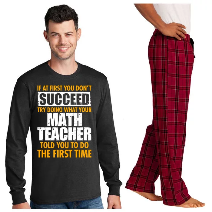 Funny If At First You Don't Succeed Math Teacher Long Sleeve Pajama Set