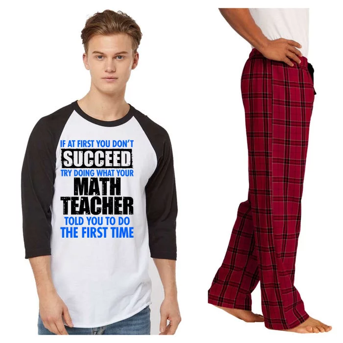 Funny If At First You Don't Succeed Math Teacher Raglan Sleeve Pajama Set