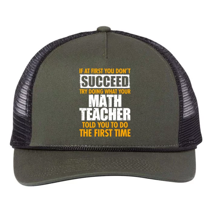 Funny If At First You Don't Succeed Math Teacher Retro Rope Trucker Hat Cap