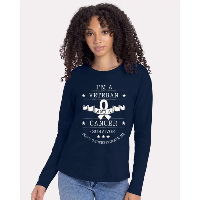 Funny I'm A Veteran And A Cancer Survivor Awareness Womens Cotton Relaxed Long Sleeve T-Shirt