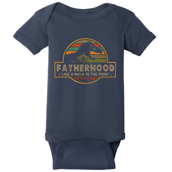 Fatherhood Is A Walk In The Park — Dino FatherS Day Baby Bodysuit