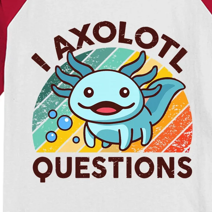 Funny I Axolotl Questions Retro Cute Kids Colorblock Raglan Jersey