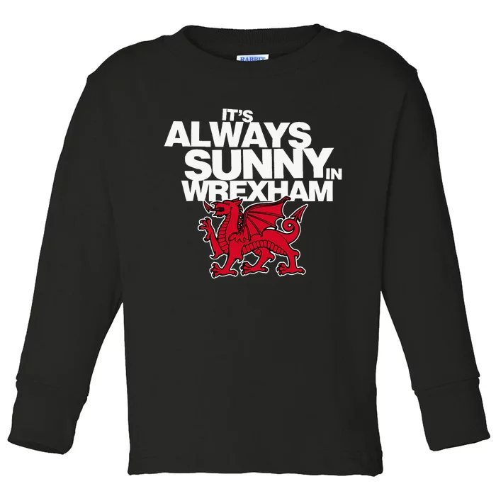 Funny ItS Always Sunny In Wrexham Wales Dragon Toddler Long Sleeve Shirt