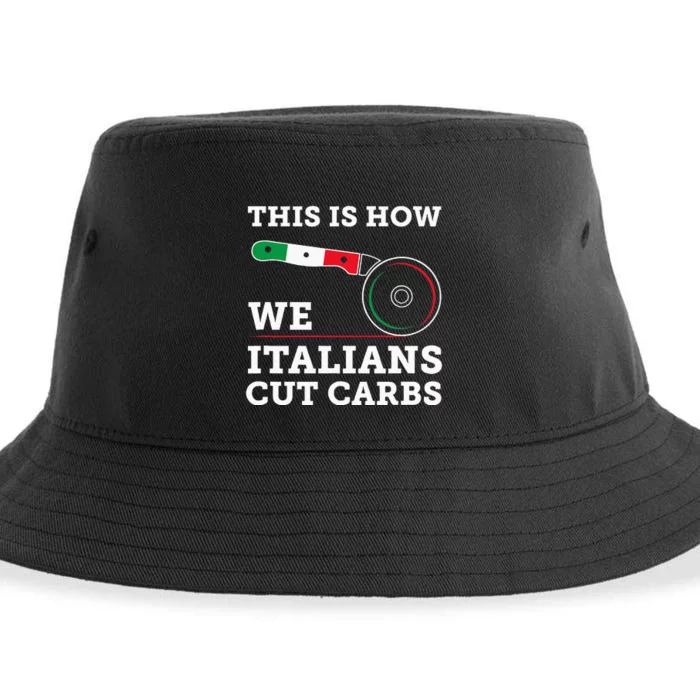 Funny Italian American How Italians Cut Carbs Pizza Slice Sustainable Bucket Hat