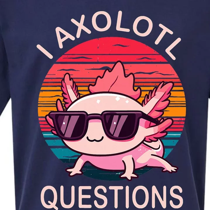 Funny I Axolotl Questions Gifts Axolotl Wearing a Sunglasses Sueded Cloud Jersey T-Shirt