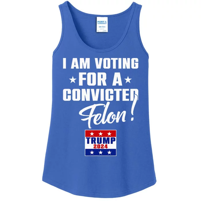 Funny I Am Voting For A Convicted Felon Support Ladies Essential Tank