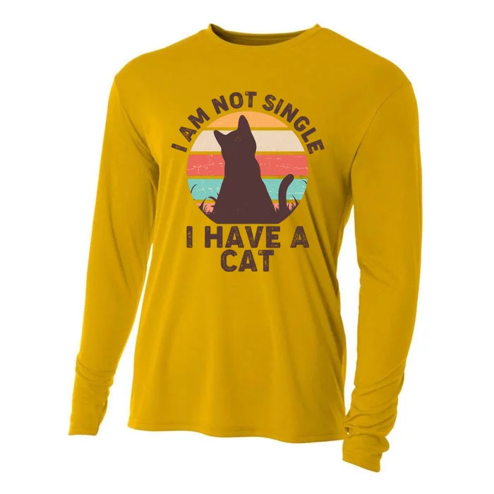 Funny I Am Not Single I Have A Cat Cooling Performance Long Sleeve Crew