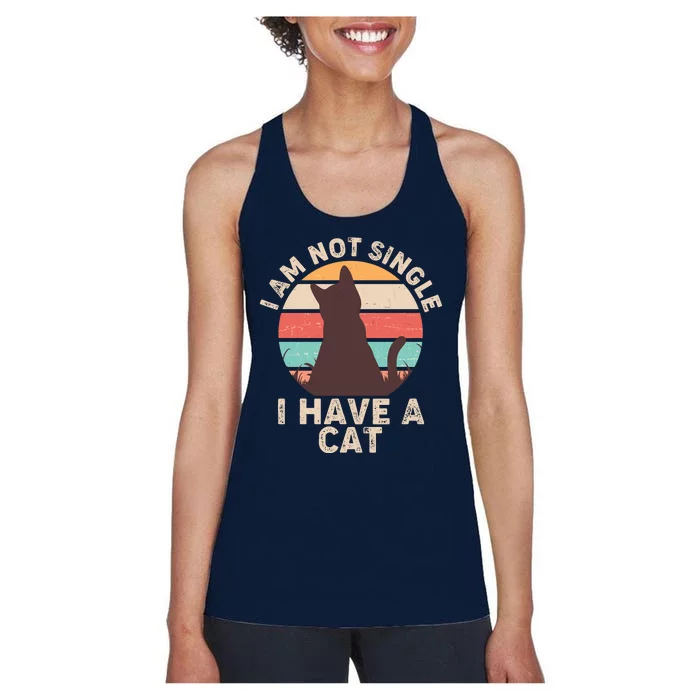 Funny I Am Not Single I Have A Cat Women's Racerback Tank