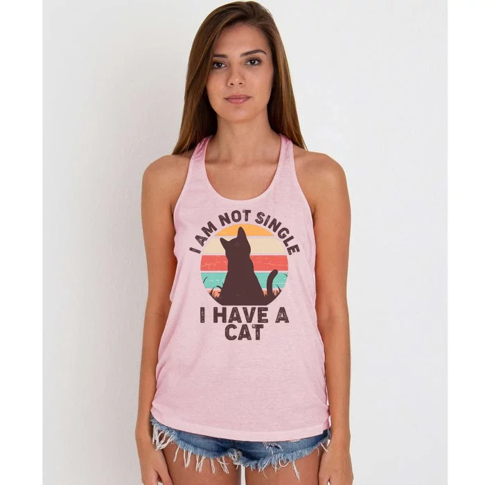 Funny I Am Not Single I Have A Cat Women's Knotted Racerback Tank