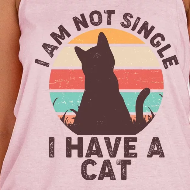 Funny I Am Not Single I Have A Cat Women's Knotted Racerback Tank