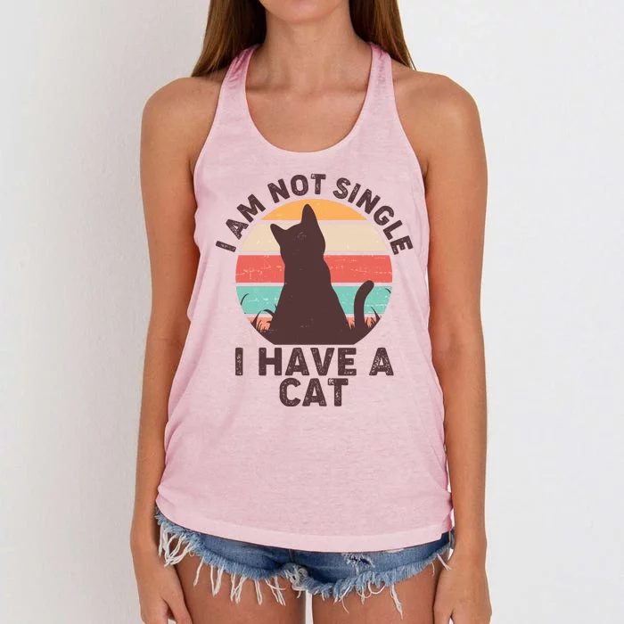 Funny I Am Not Single I Have A Cat Women's Knotted Racerback Tank