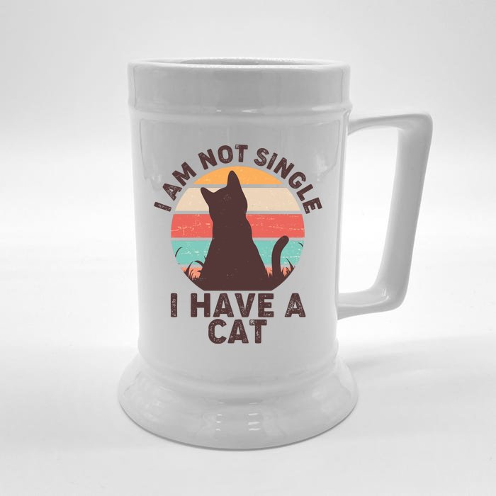 Funny I Am Not Single I Have A Cat Front & Back Beer Stein