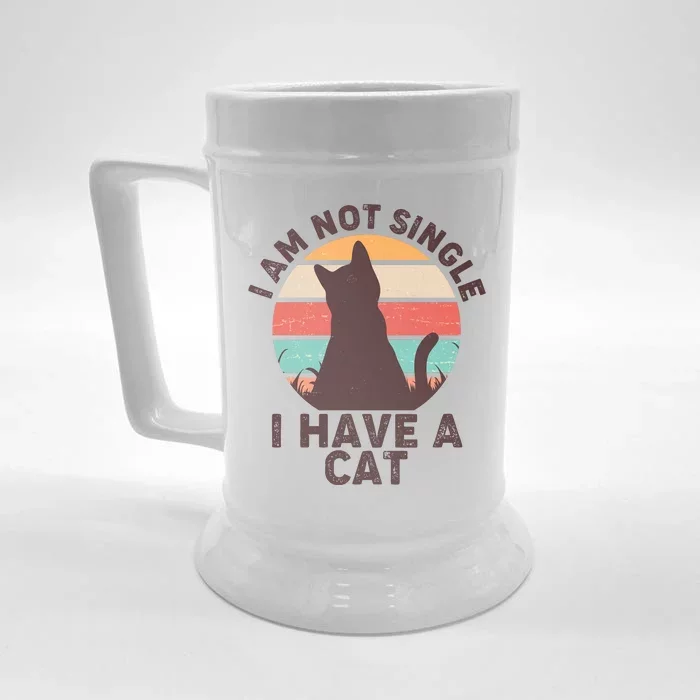 Funny I Am Not Single I Have A Cat Front & Back Beer Stein