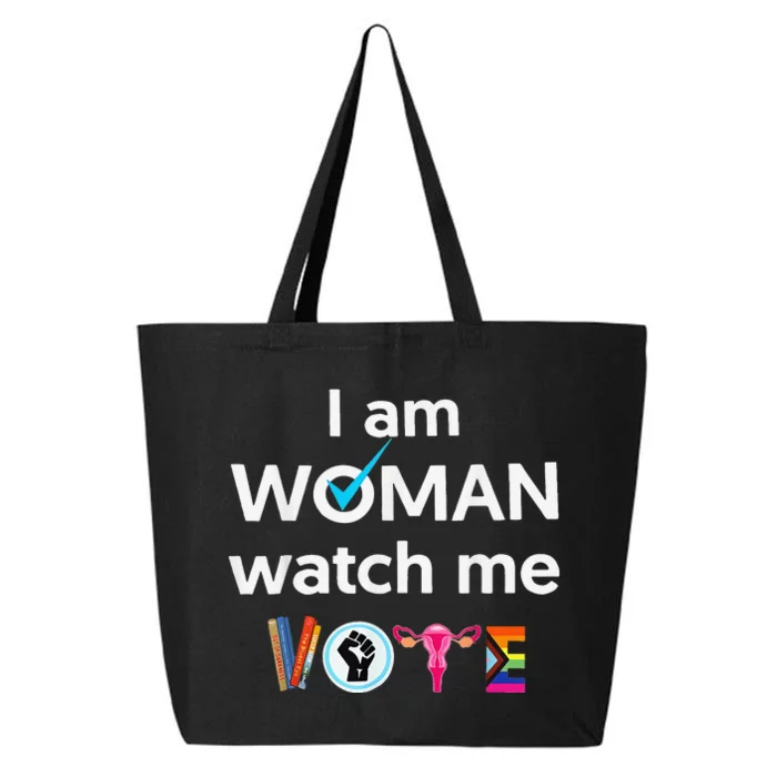 Funny I Am Woman Watch Me Vote 25L Jumbo Tote