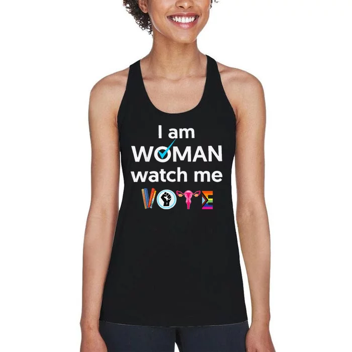 Funny I Am Woman Watch Me Vote Women's Racerback Tank