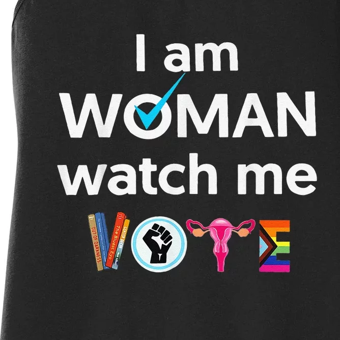 Funny I Am Woman Watch Me Vote Women's Racerback Tank