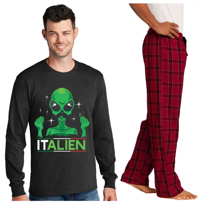 Funny Italian Alien Pun Italy Hand Gesture Long Sleeve Pajama Set