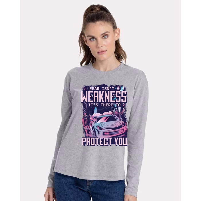 Fear Isn't A Weakness It's There To Protect You Race Car Zombie Womens Cotton Relaxed Long Sleeve T-Shirt