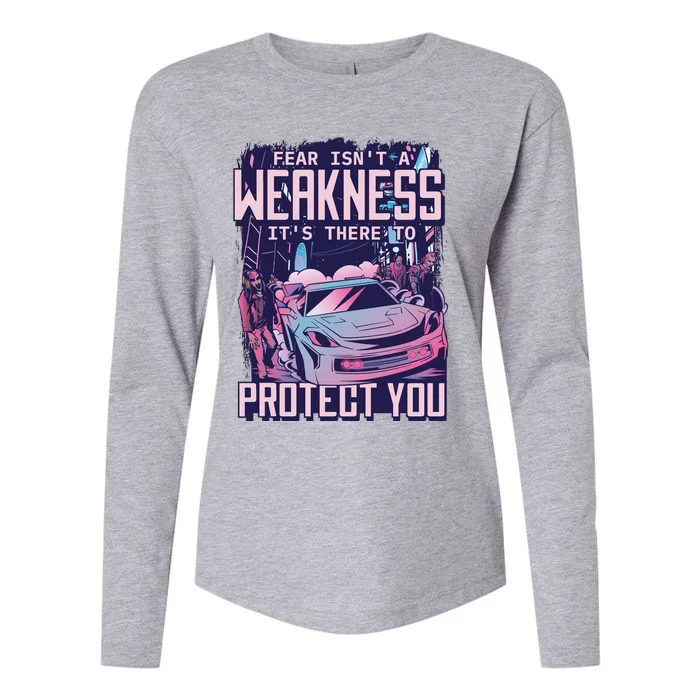 Fear Isn't A Weakness It's There To Protect You Race Car Zombie Womens Cotton Relaxed Long Sleeve T-Shirt