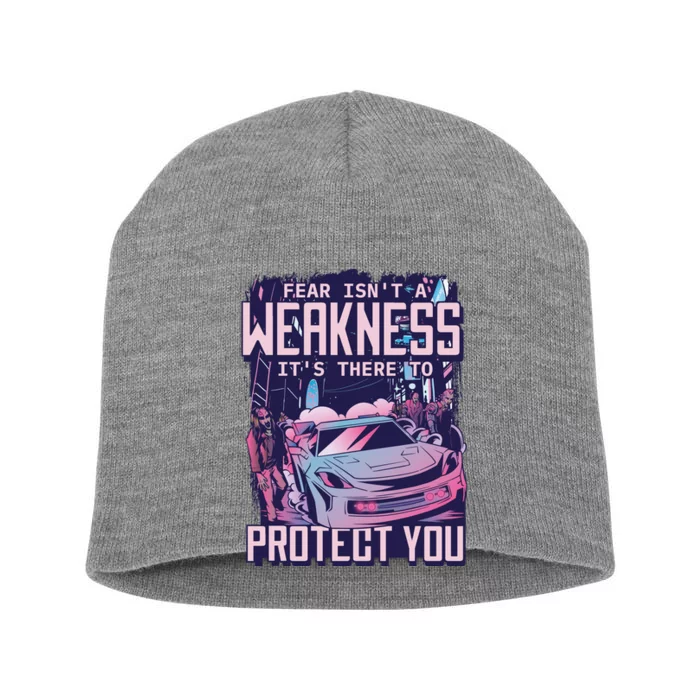 Fear Isn't A Weakness It's There To Protect You Race Car Zombie Short Acrylic Beanie